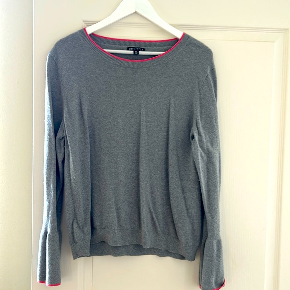 J. Crew Mercantile Sweater Grey and Pink. XL